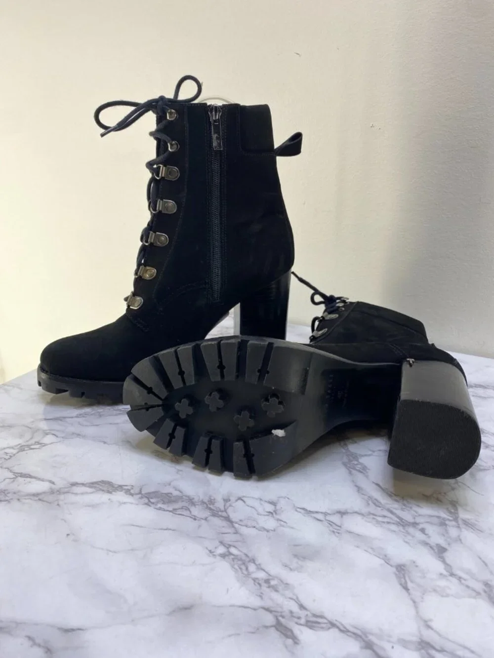 Ted Baker Women's Chunky Black Heel Lace Up Boot Sz 10